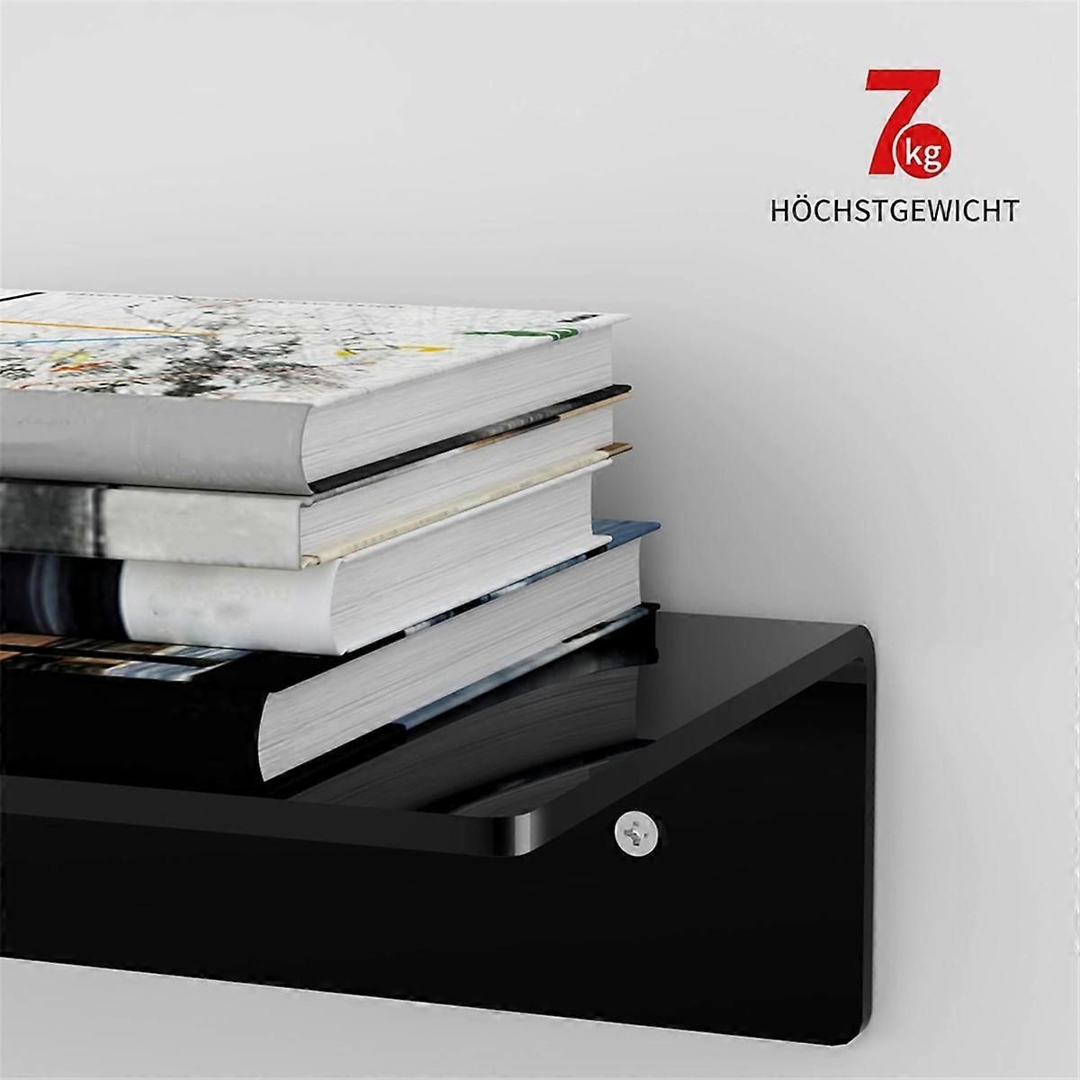 Acrylic Floating Shelf Small Storage Rack Wall-Mounted Black