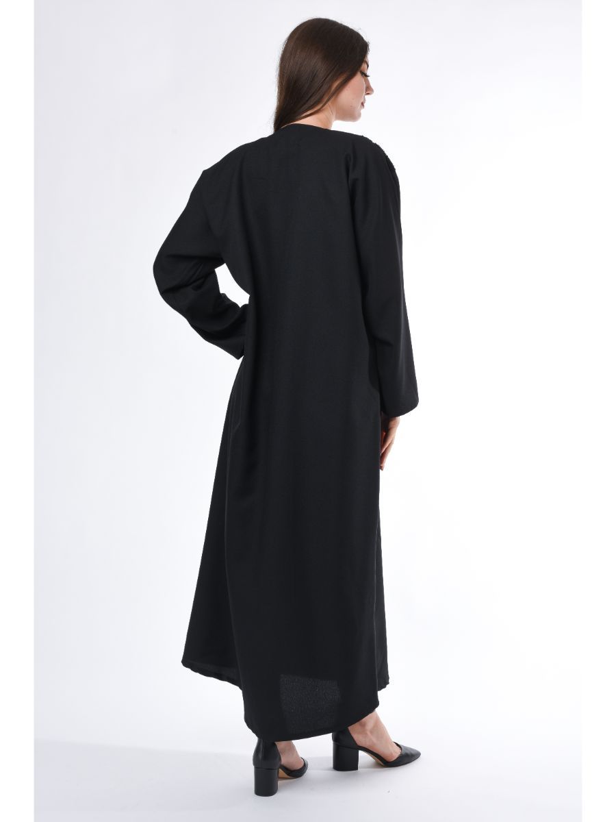 MOiSTREET Black Abaya with  Patchwork Detail