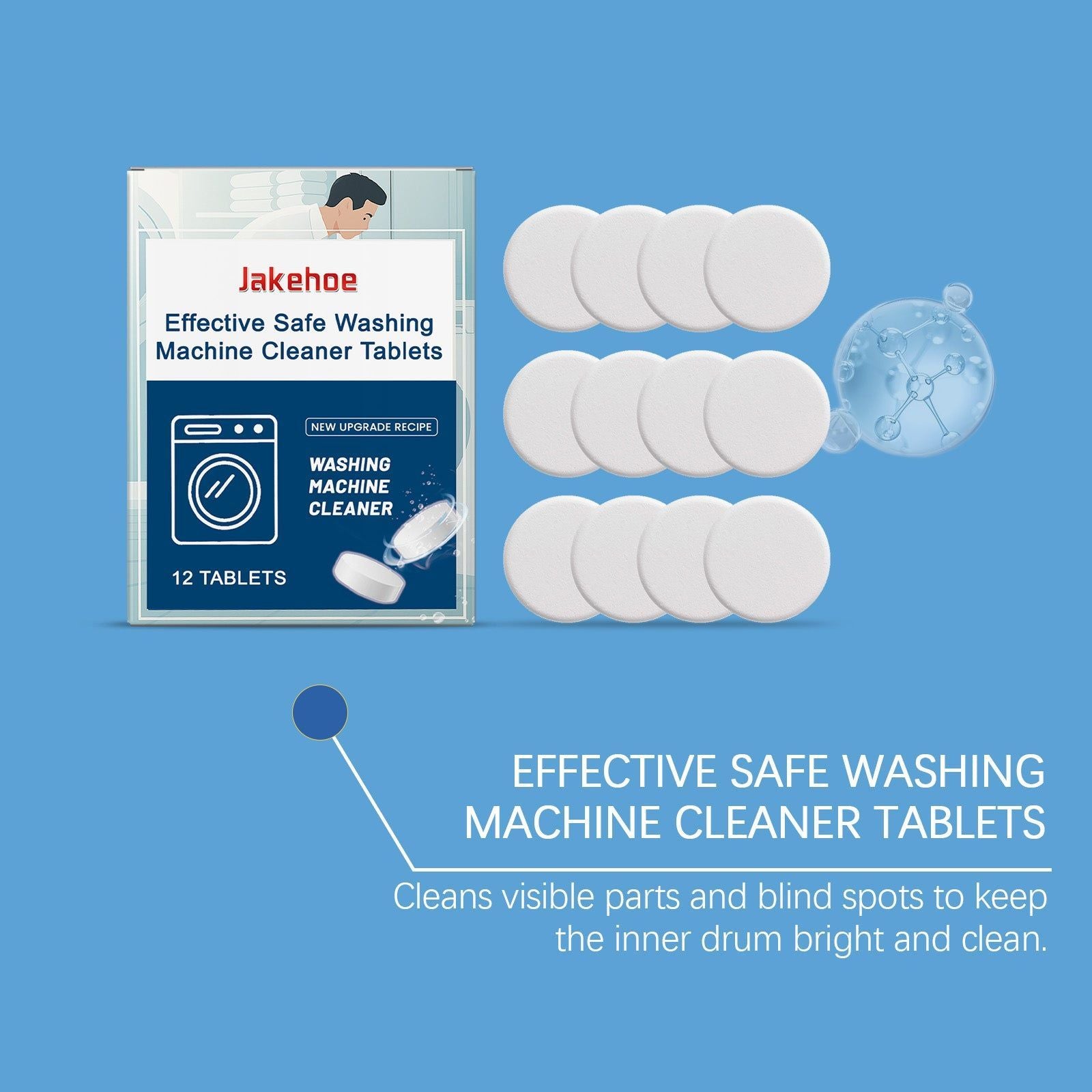 Deep Cleaning Washing Machine Tablets, Remove Odors, Eliminate Dirt, Fresh Clothes ,12tablets