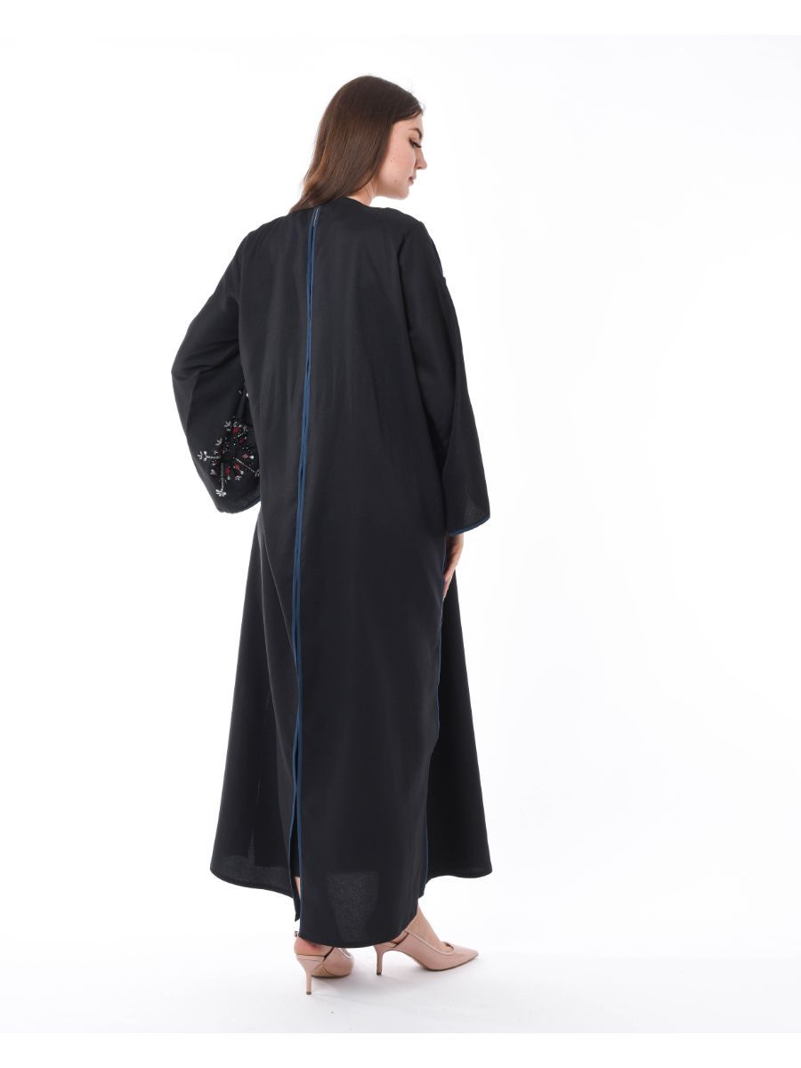 MOiSTREET Black Exotic Abaya with Decorative Hand Work