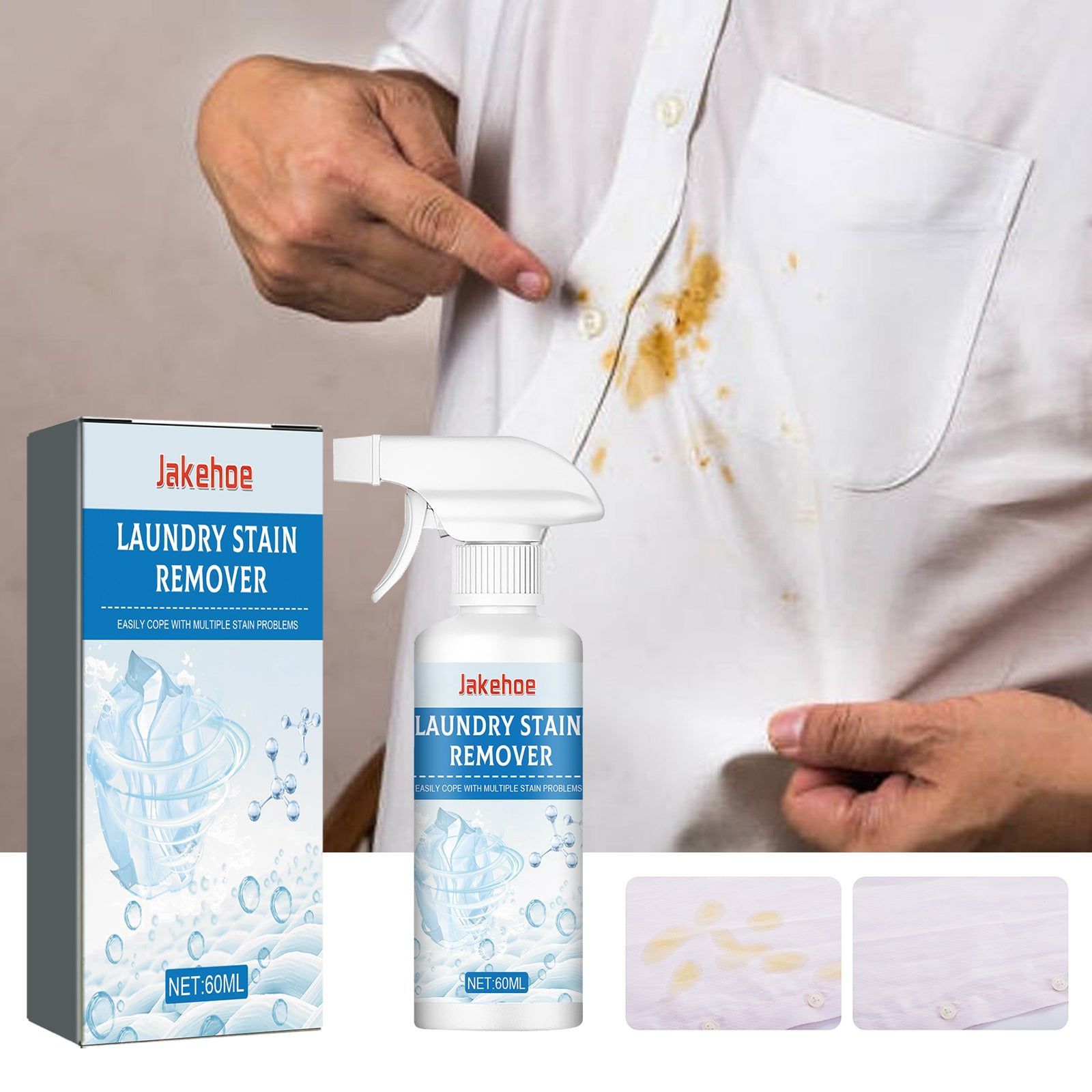 Clothes Cleaner, Remove Stains, Decontaminate, Freshen, Easy Laundry Solution ,60ml