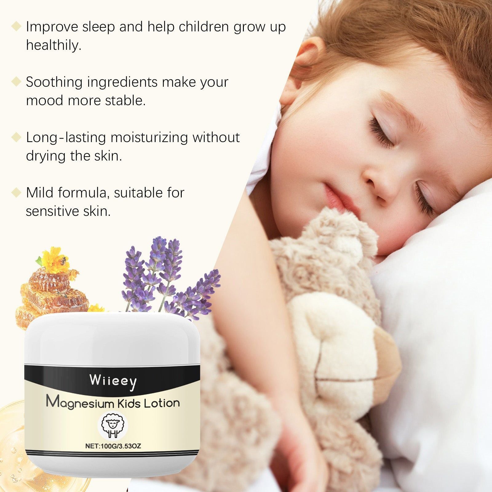 Children's Sleep Magnesium Body Care Cream, Gentle, Moisturizing, Soothing, Natural Sleep Aid ,100g