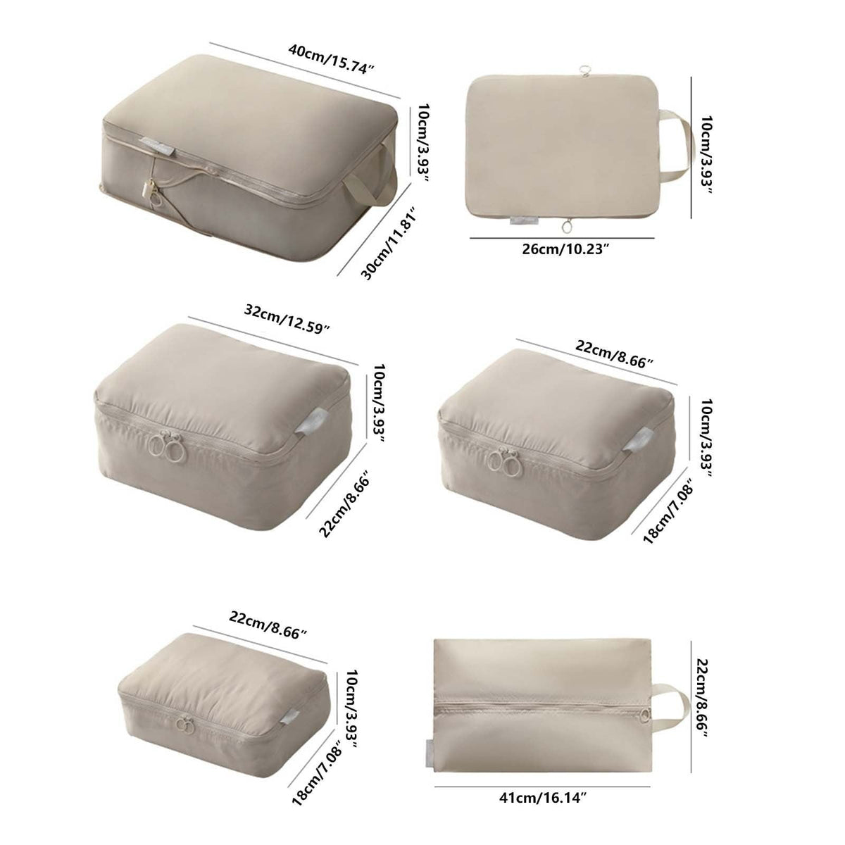 6pcs Compressed Travel Packing Cubes Set Clothing Luggage Storage Bag Suitcase Organizer