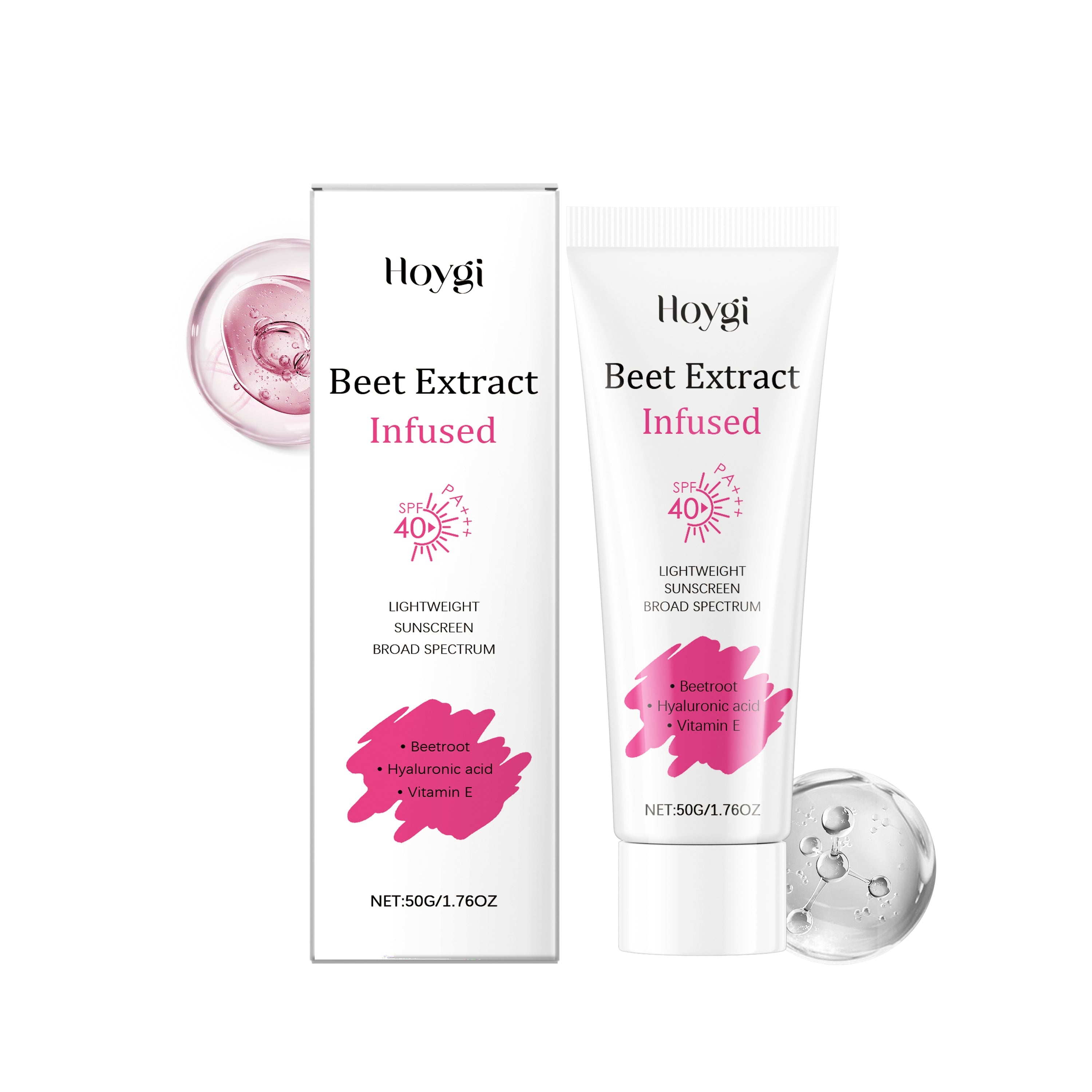 Beet Moisturizing Facial Care Cream, Hydrating, Waterproof, SPF 50, Non-Greasy ,50g