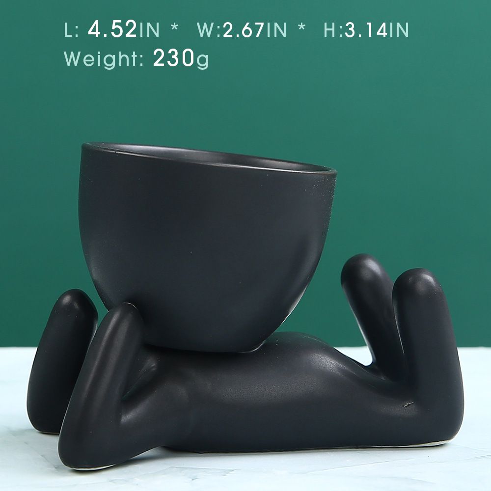 Mini-family Flowerpot Human Being Shape Ceramic Desktop Planter Container For Succulents