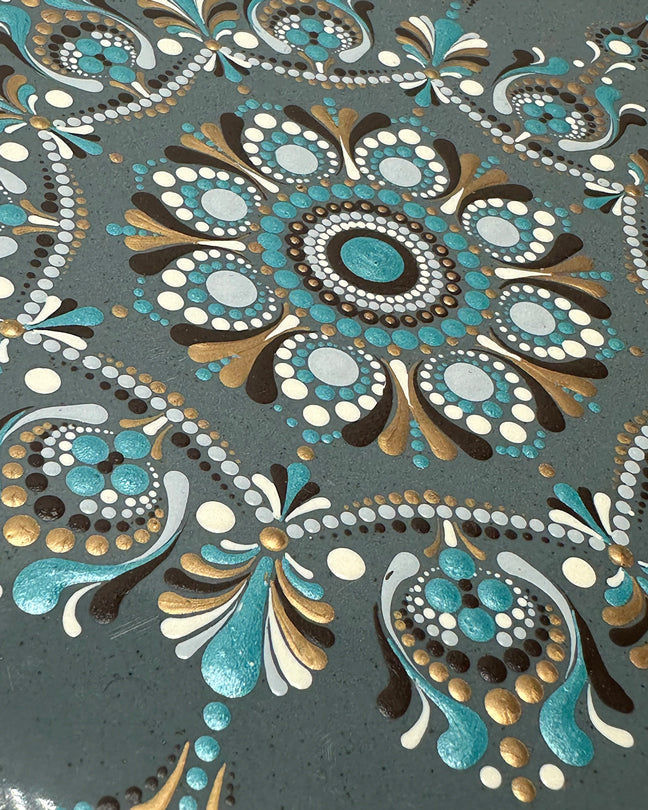 Sahara Mandala Light grey Ceramic plate for salads and snacks