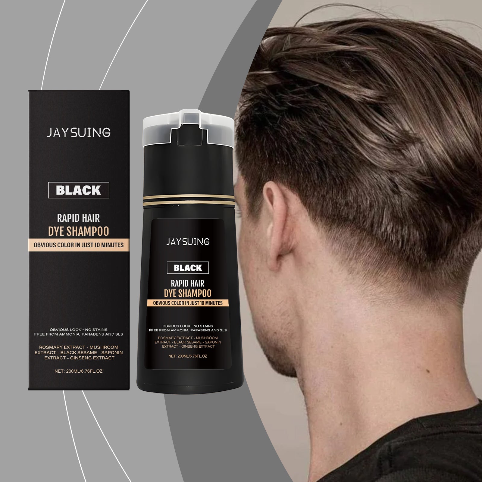 Black Instant Shampoo for Men, Nourishing, Natural Shine, Easy to Use, Hair Care ,200ml