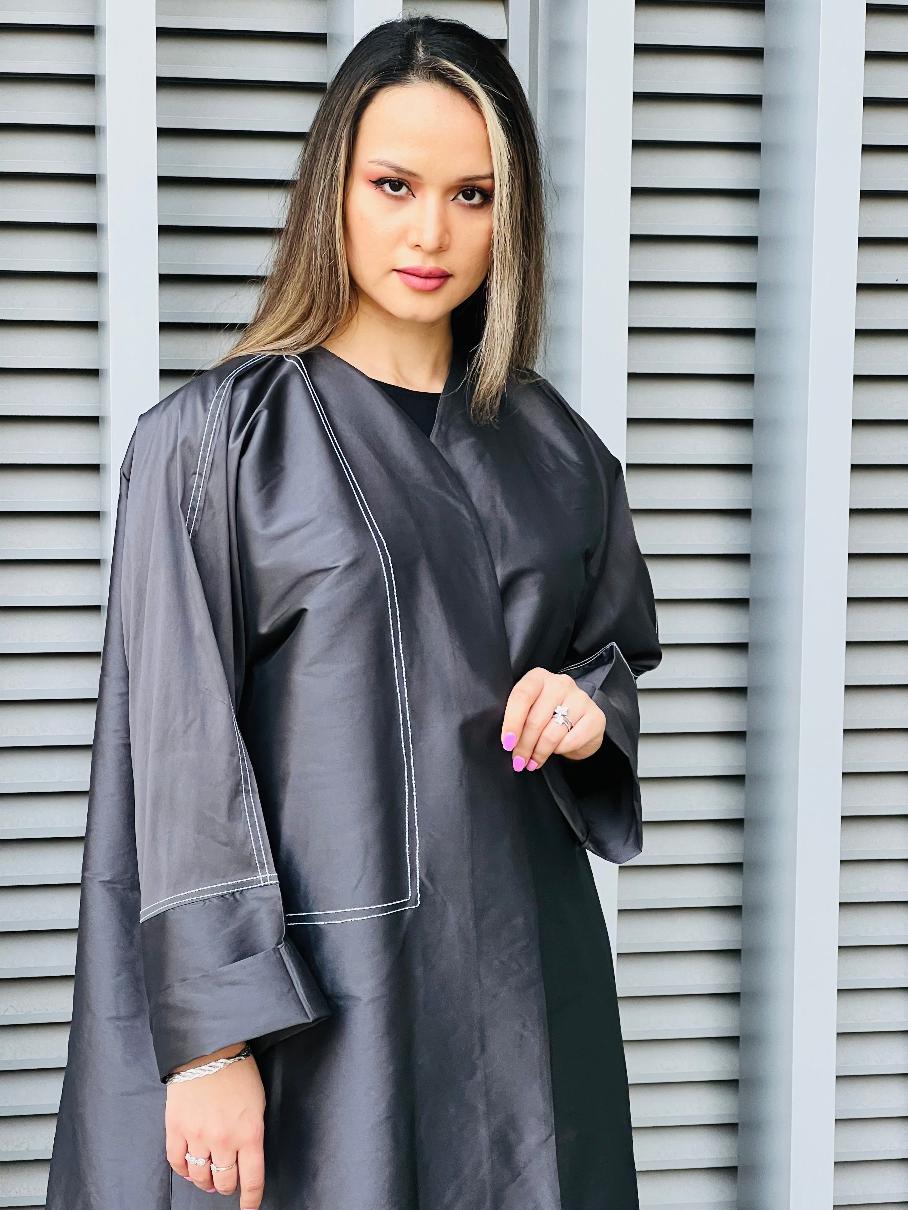 MOiSTREET Black Taffeta Abaya