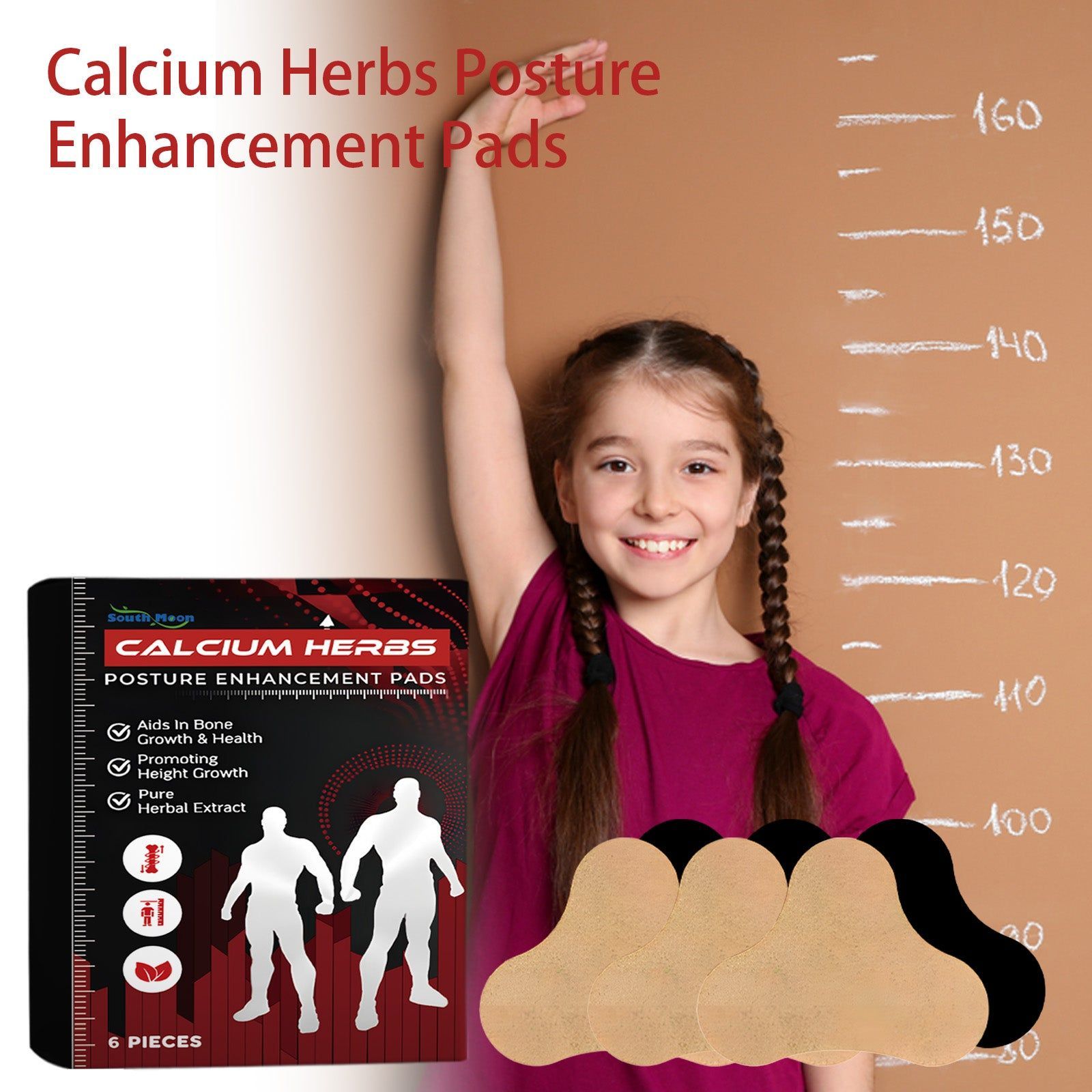 Boost Bone Growth with Foot Care Pads, Posture & Height Enhancement, Natural Calcium Herbs ,6pcs
