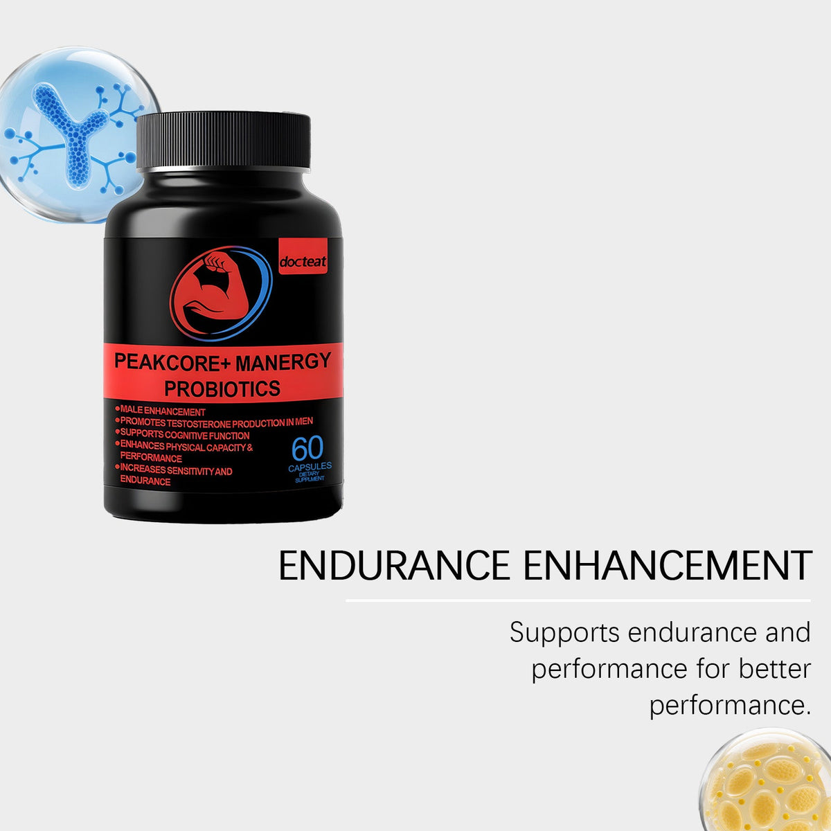 Male Vitality Probiotic Capsules, Boost Energy, Intestinal Care, Enhance Focus, Body Care ,60 capsules