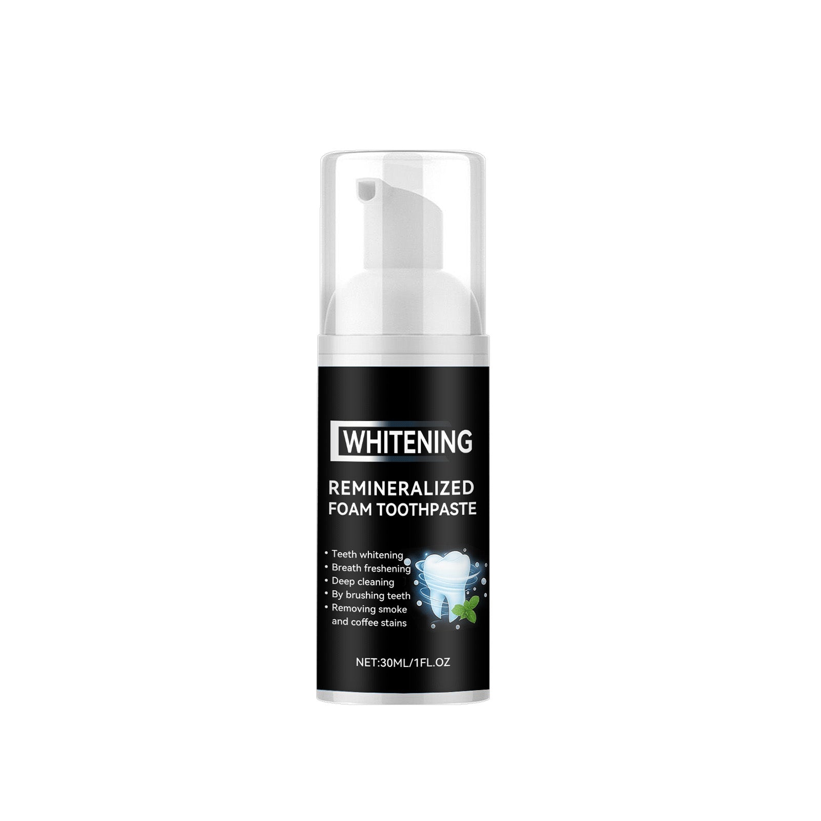 Brightening Teeth Cleaning Mousse, Gently Whitens and Freshens Breath, Easy Press-Type Oral Care ,30ml