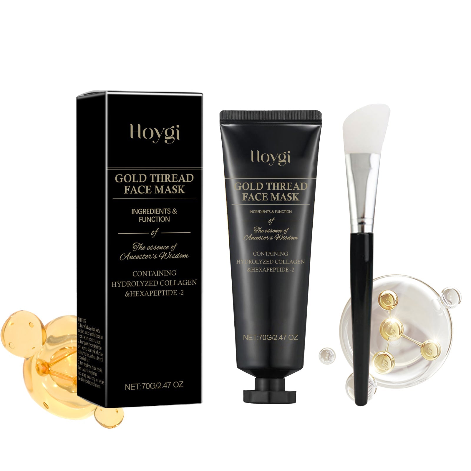 24K Gold Facial Mask, Hydrating, Pore Cleansing, Anti-Aging, Skin Brightening ,1set