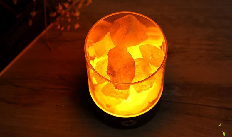 Crystal Salt Lamp Glowing Air Purifier Bedroom Sleep Aid Relax Night Light