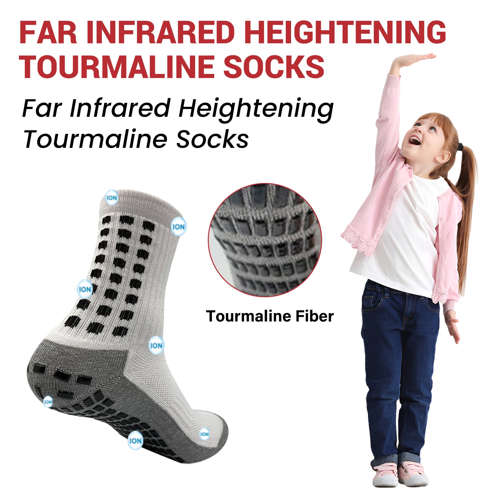 Boost Height and Comfort with Ionic Body Socks, Breathable Warm Footwear ,1 pair