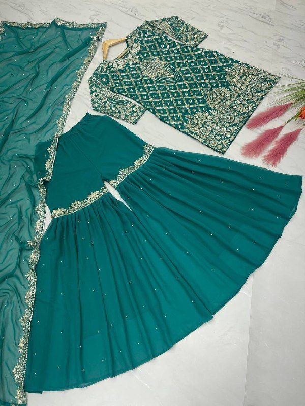 Fab Zone Top Plazzo and Dupatta Set for Designer Party Wear Look