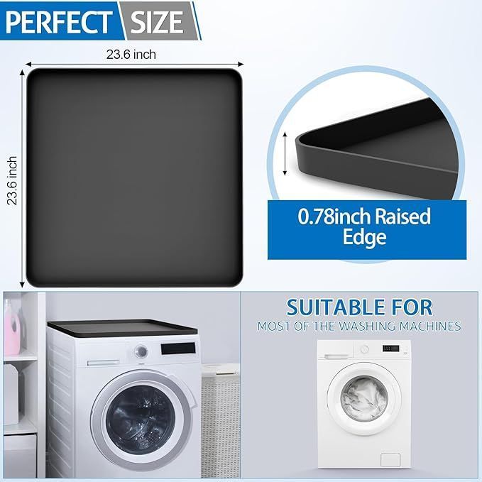 Washer Dryer Top Protector Mat Protective Silicone Rubber Mat for Washing Machine