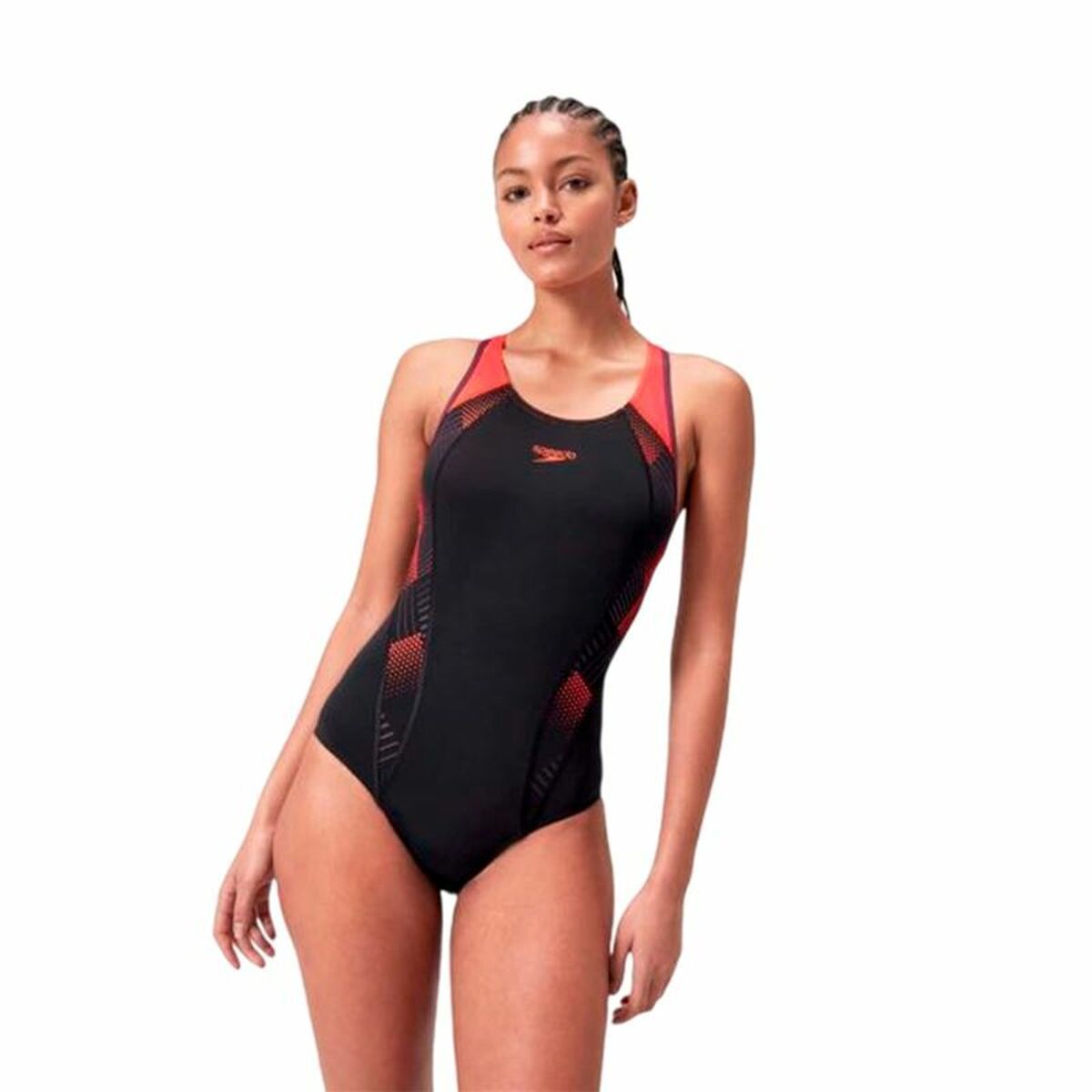 ملابس سباحة نسائية Speedo Placement Laneback أسود