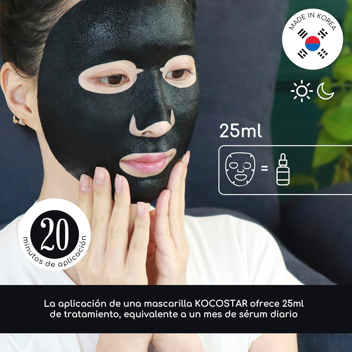 Kocostar Happy Mask - Black Charcoal Facial Sheet, 23ML 1's