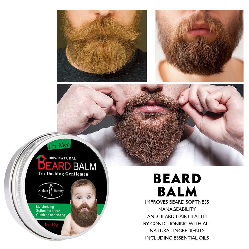 2pcs Beard Cream Moisturizing Organic Growth Wax Natural Beard Balm For Men