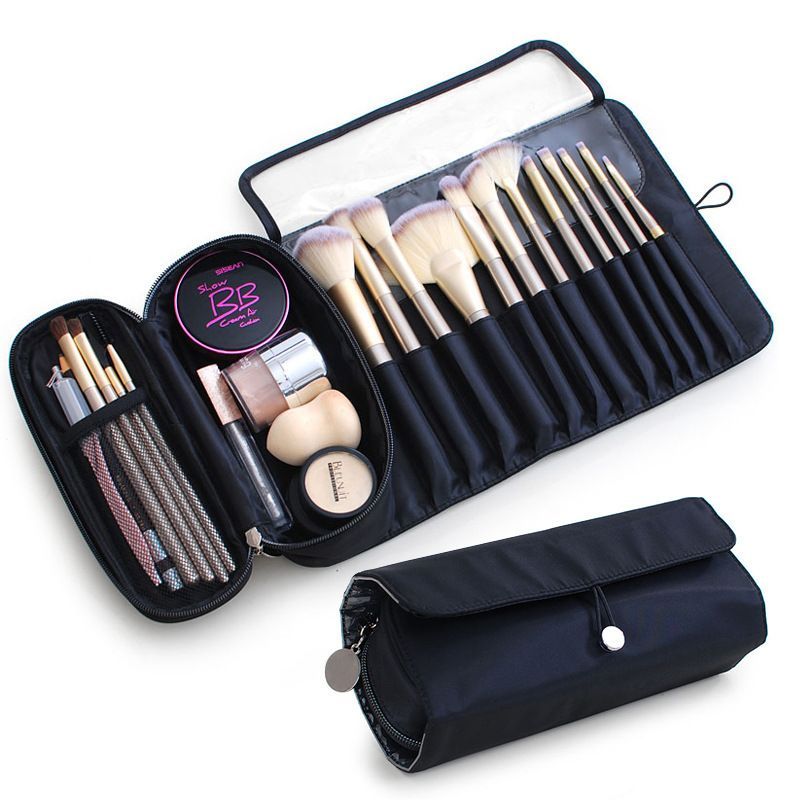 Makeup Brush Bag Organizer Portable Cosmetic Case Foldable Travel Brush Holder Pouch