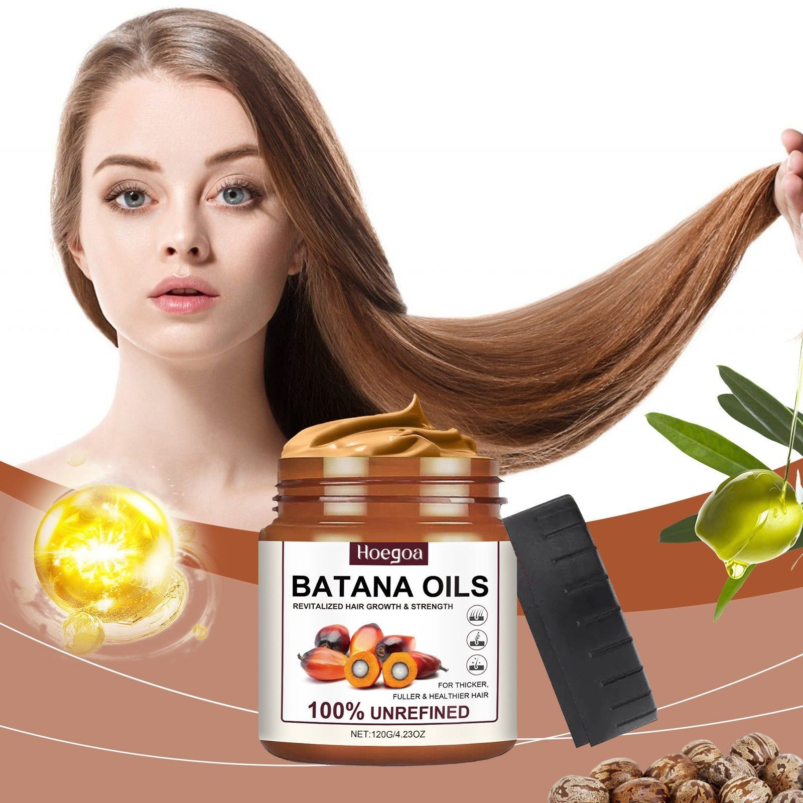 Batana Oil Hair Care Cream, Nourishes, Restores, Brightens, Frizz Control ,120g