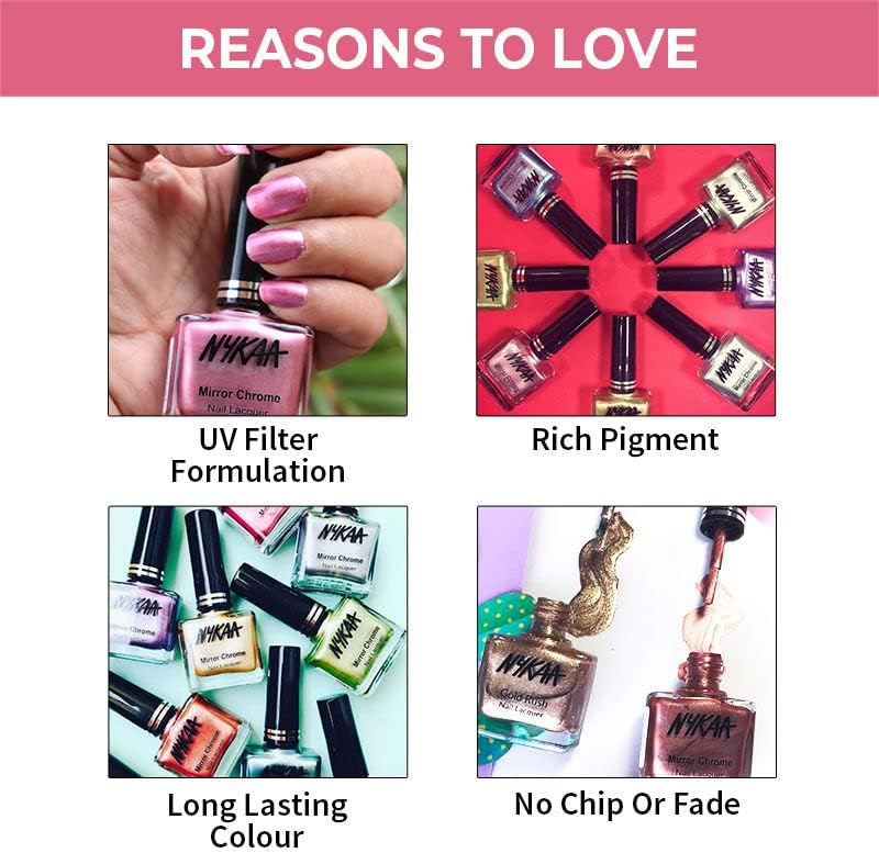 طلاء أظافر Nykaa Mirror Chrome باللون الوردي Pinwheel  اللون رقم 177