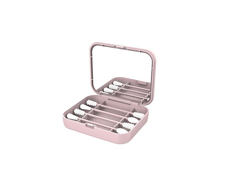 4pcs/Box Reusable Cotton Swab Ear Cleaning Cosmetic Silicone Buds Swabs Sticks With Makeup Mirror