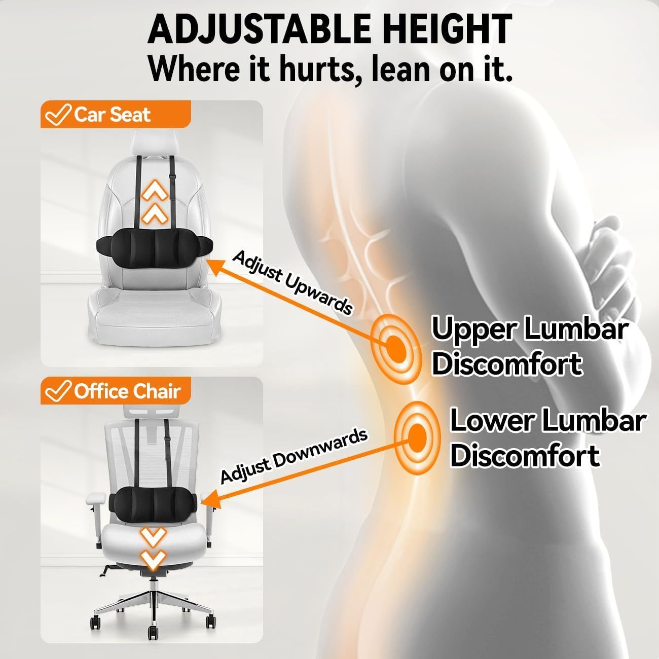 Lumbar Support Pillow Universal Car Seat Cushion for Car Office