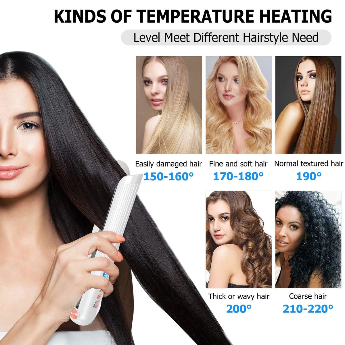 2 in 1 Smart Wireless Ceramic Flat Iron Heats Up Fast Hair Straightener And Curler