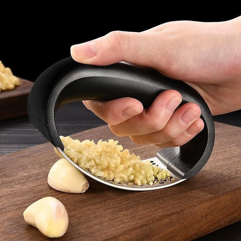Garlic Press Stainless Steel with Ergonomic Handle - Easy to Clean, Fits Large Garlic Cloves, Dishwasher Safe, Durable Kitchen Tool