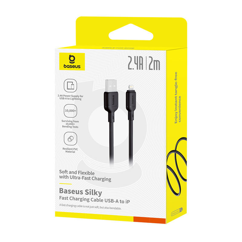 Baseus Silky Series 2.4A Fast Charging Cable USB to Lightning, Cluster Black