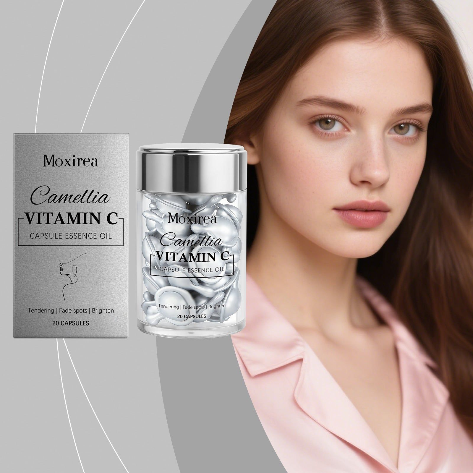 Camellia Vitamin C Capsules, Facial Care, Brightening, Moisturizing, Anti-Dark Spots ,20 capsules