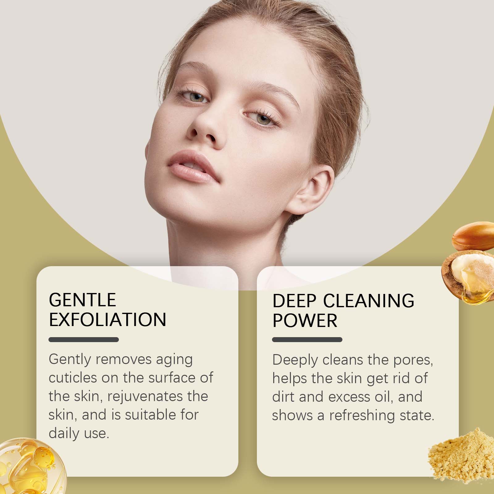 Deep Exfoliating Facial Cleanser, Pore Detox, Gentle Skin Rejuvenation, Moisturizing ,50g