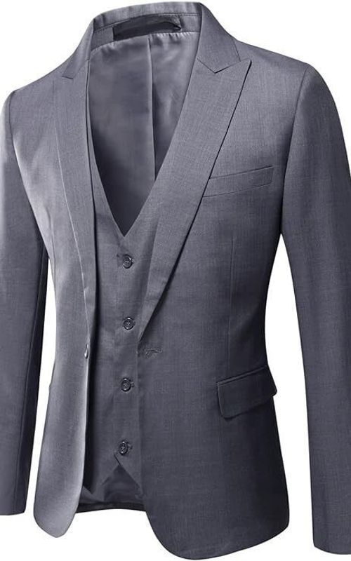 Gray Coat Pant Vest Tuxedo, Elegant Formal Attire for Weddings, Ideal Gift