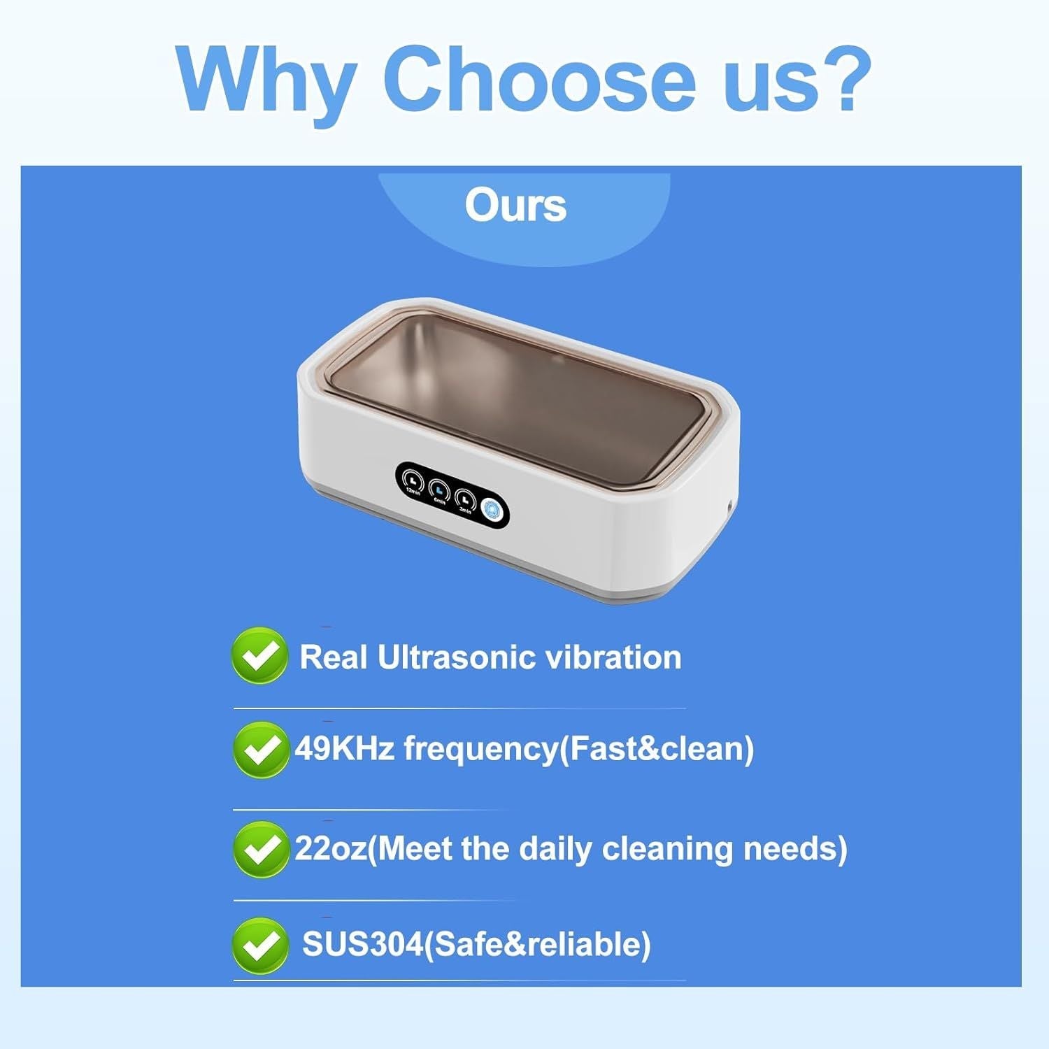 Ultrasonic Jewelry Cleaner for Dentures Eyeglasses Rings Coin Watch Strap