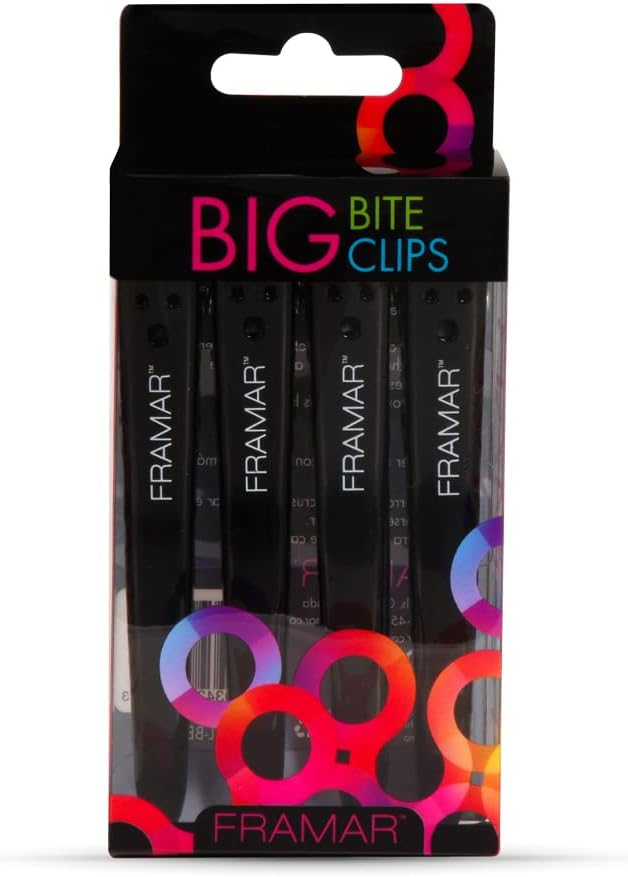 Framar Big Bite Hair Clips, Black, Pack of 4