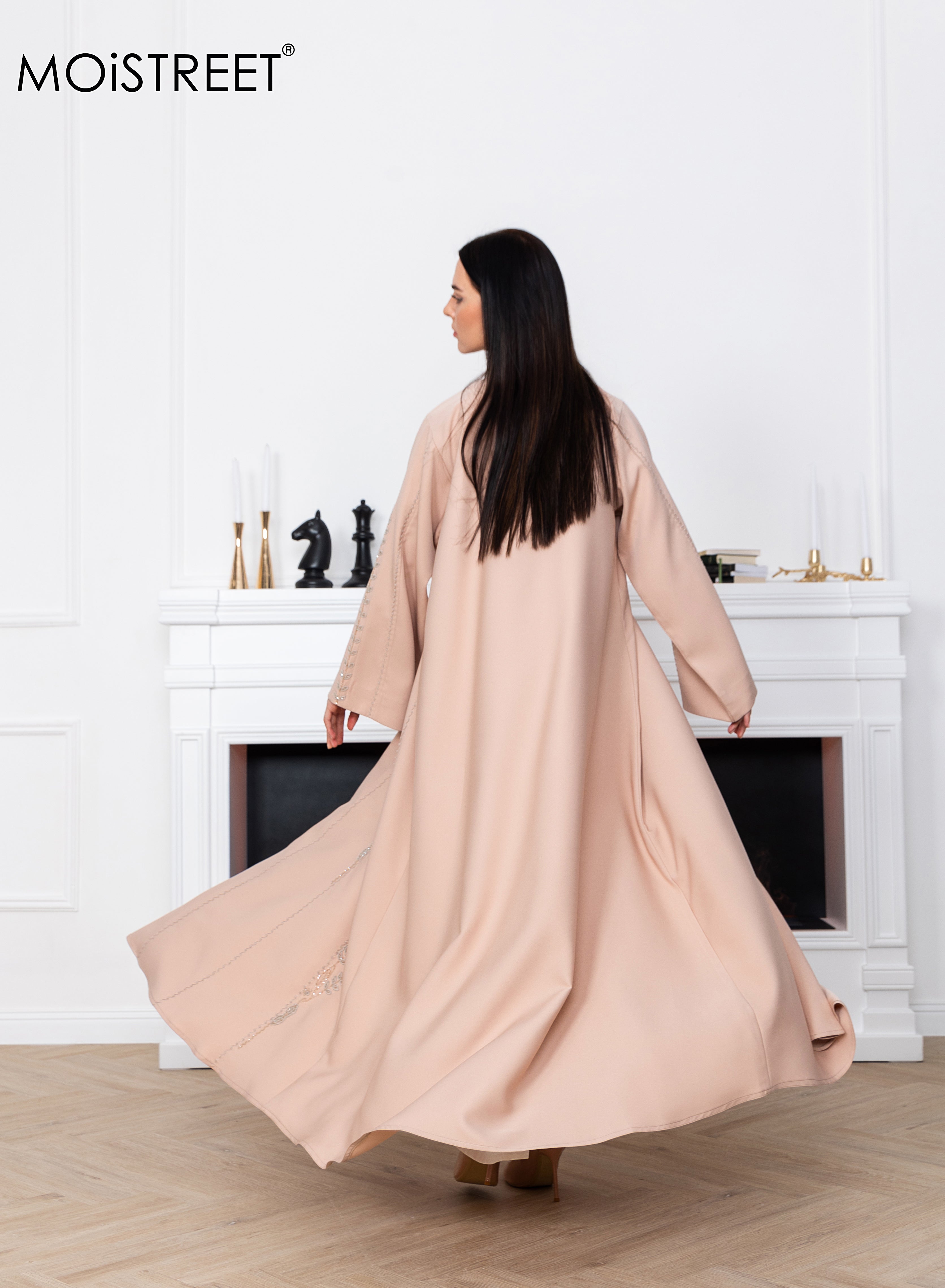 MOiSTREET Victoria Satin Embroidery Abaya