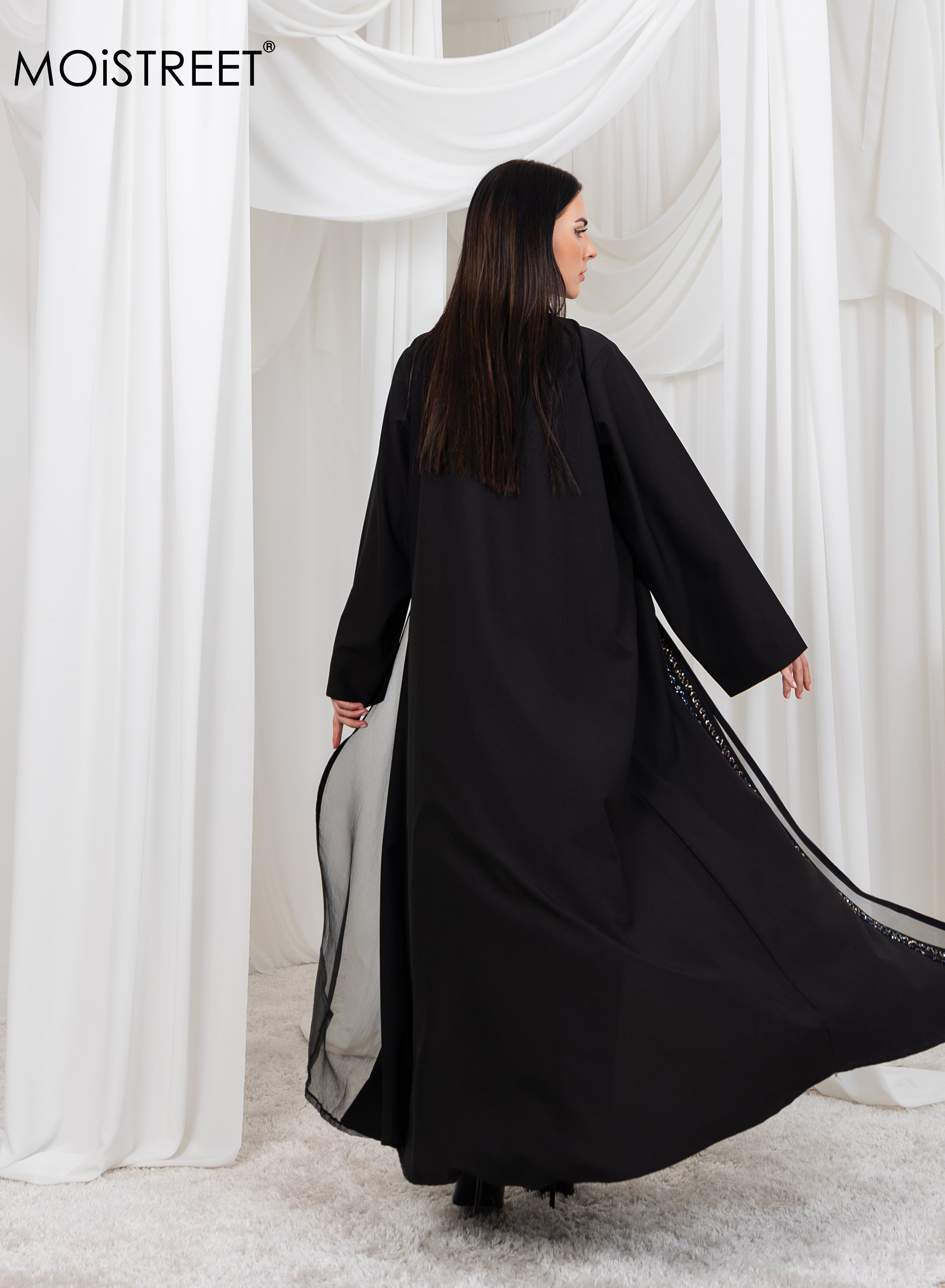 MOiSTREET Organza Embroidery Abaya