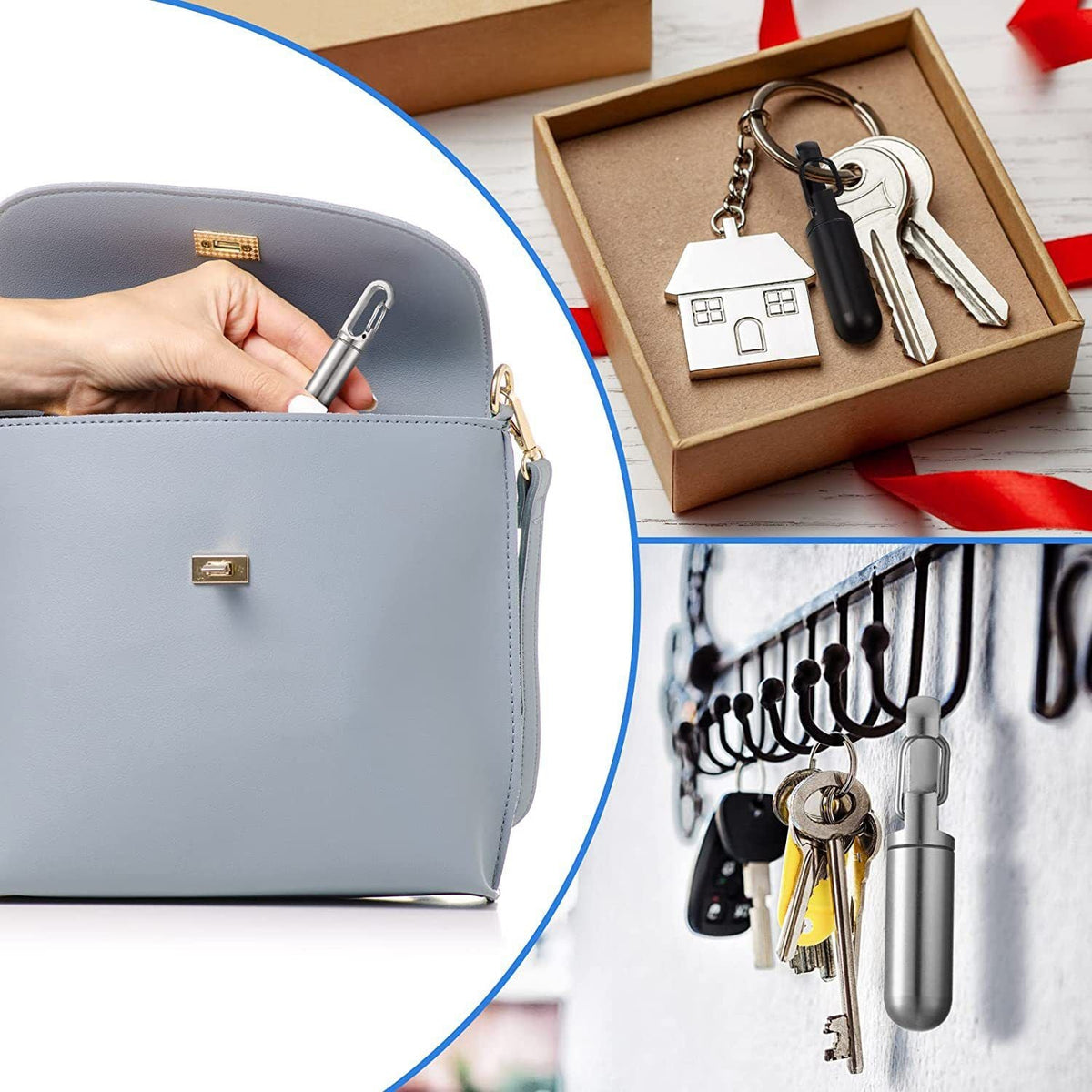 Portable Pill Box Keychain Stainless Steel Medicine Container for Travel Outdoor Sports