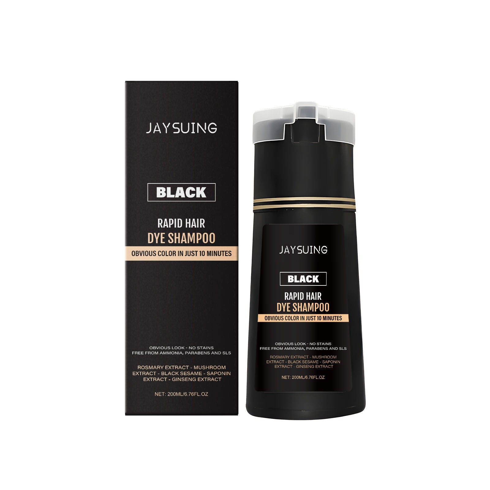 Black Instant Shampoo for Men, Nourishing, Natural Shine, Easy to Use, Hair Care ,200ml
