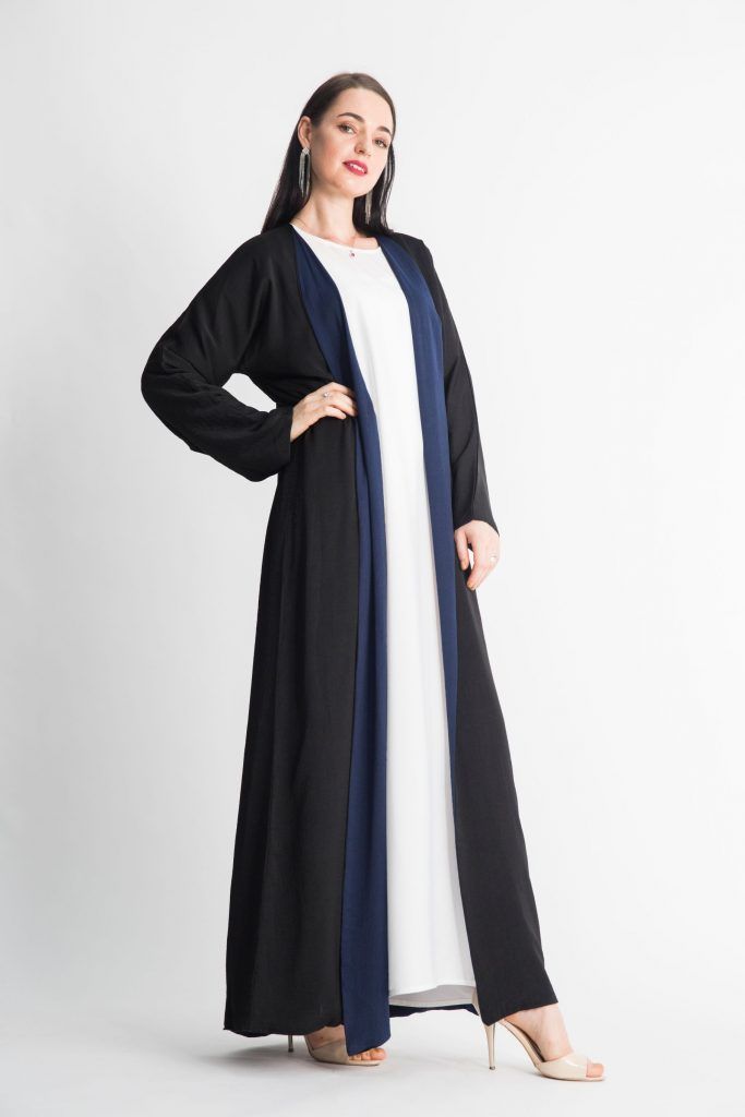 MOiSTREET Front Blue Paneled Abaya