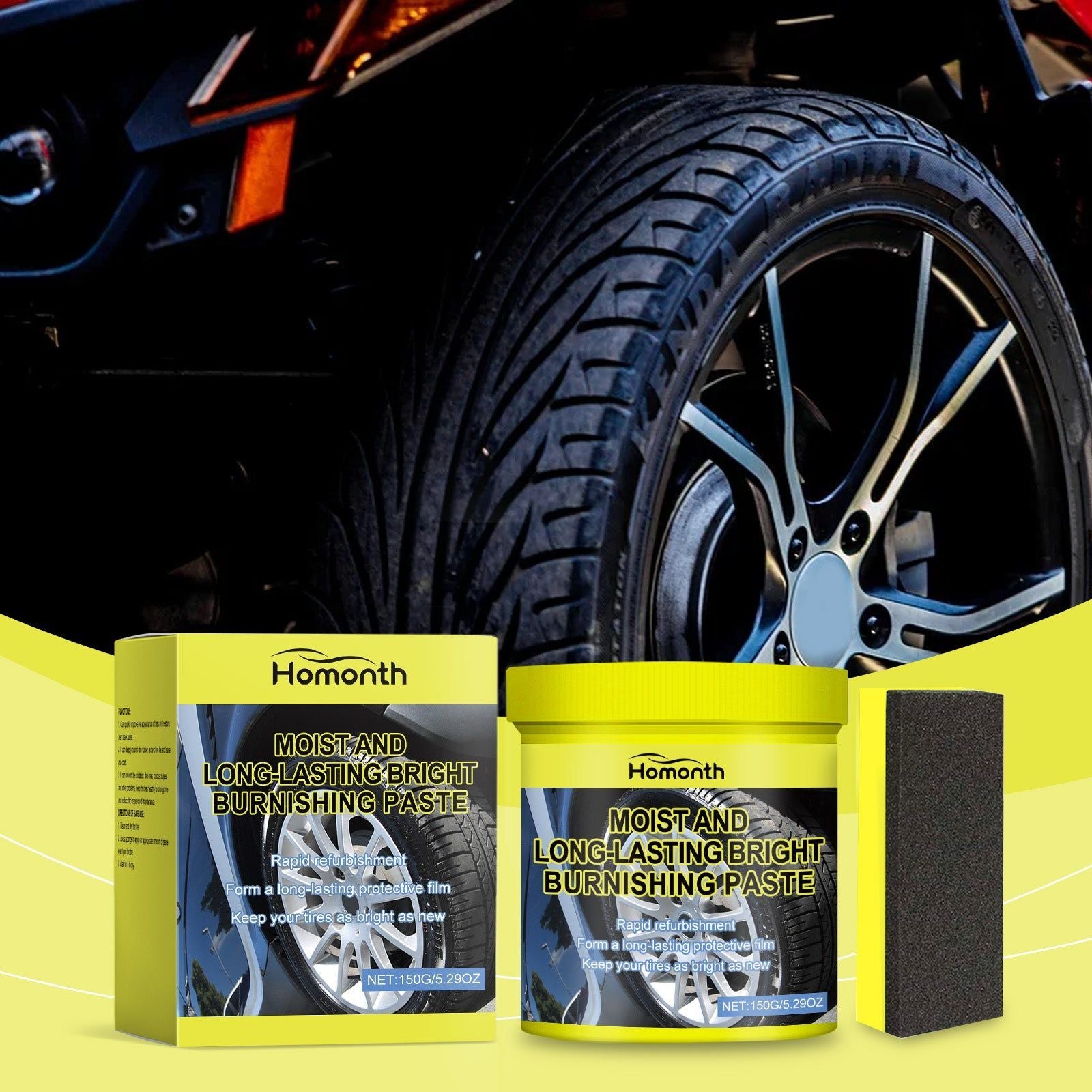 Tire Maintenance Coating Paste, Deep Clean, Brighten, Long-Lasting Protection ,1set