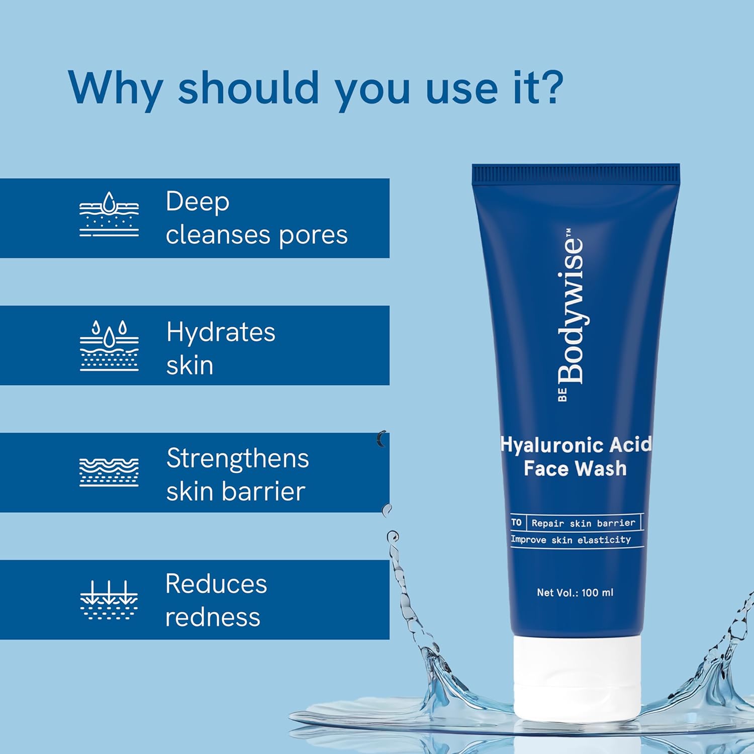 Be Bodywise Hyaluronic Acid Face Wash 100ml