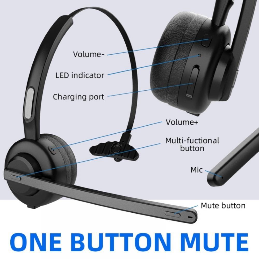 Call Center Headset Traffic Bluetooth Headphones With Mic For PC Laptop Office