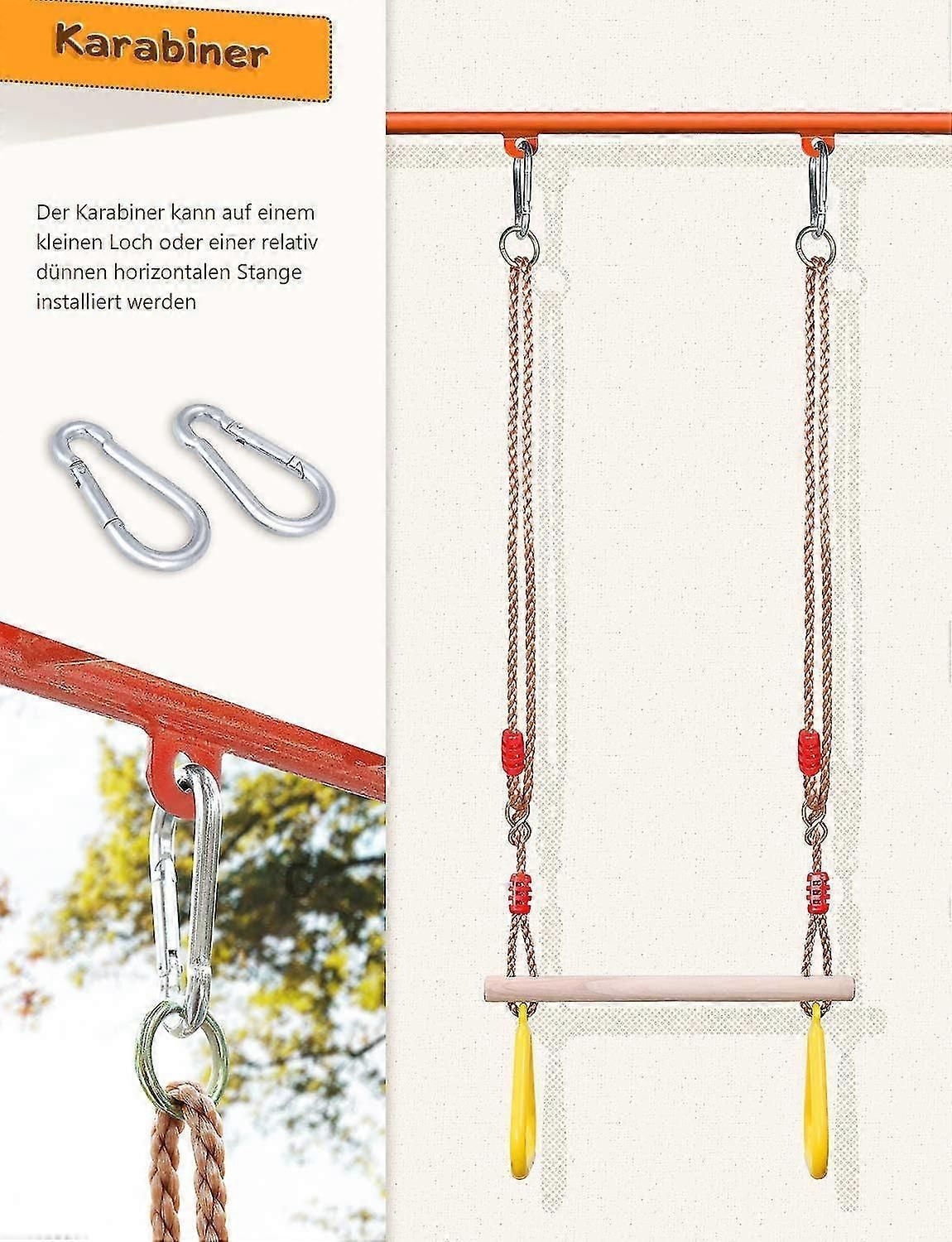 Kids Trapeze Bar With Gym Rings for Climbing Frames