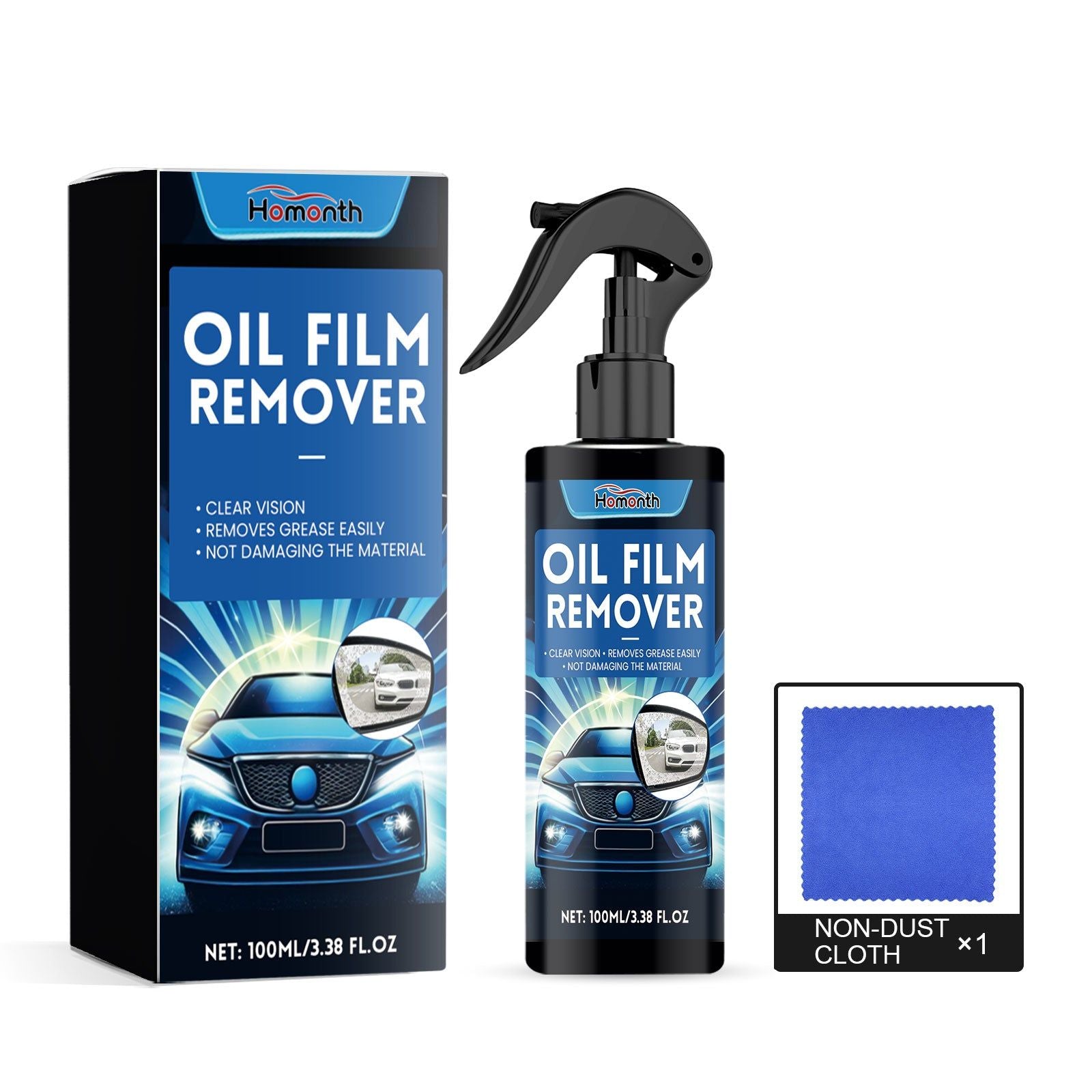Car Windshield Cleaner, Oil Film & Dust Remover, Easy Car Cleaning Solution ,1set