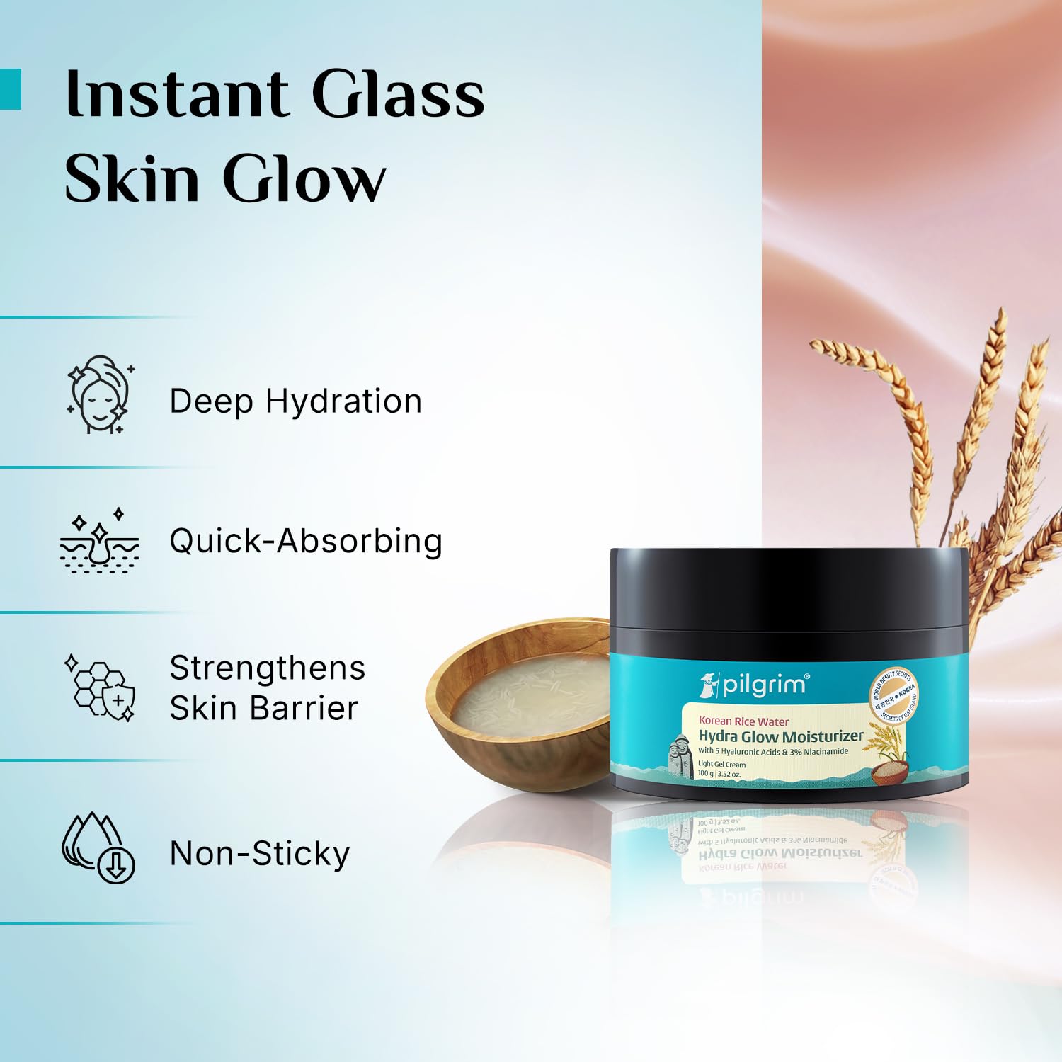 Pilgrim Korean Rice Water Hydra Glow Moisturizer 100g