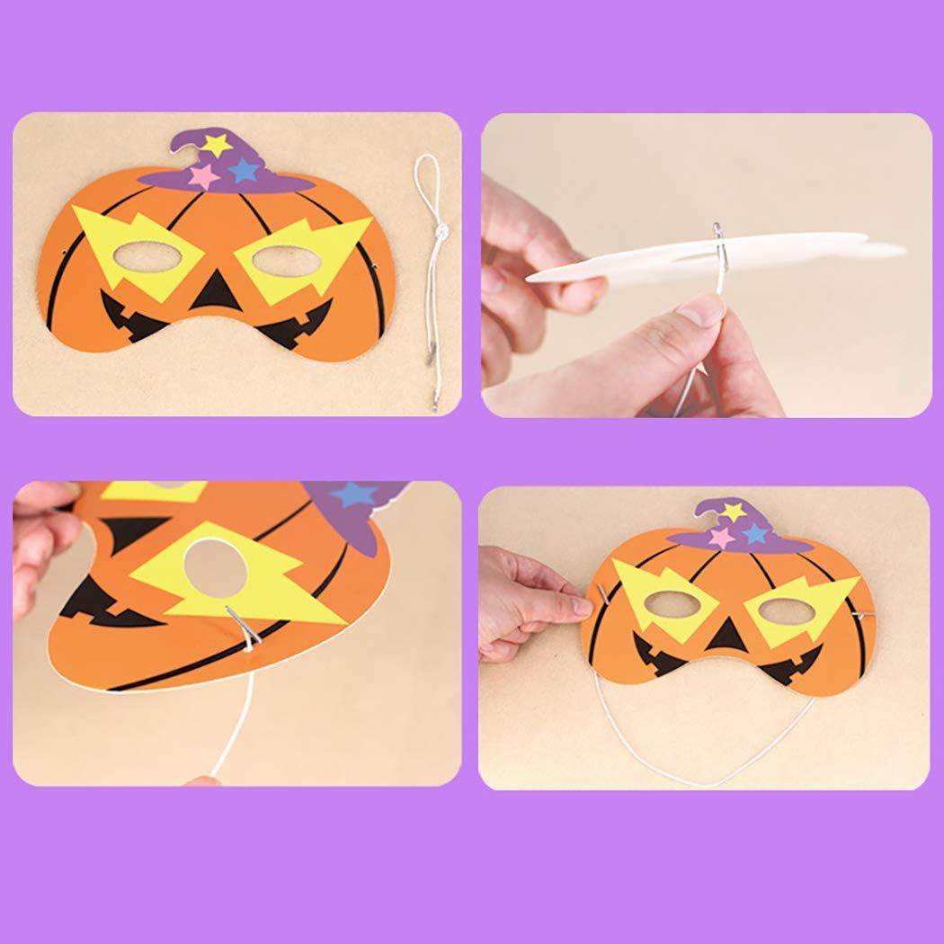 5pcs Halloween Paper Masks Kids DIY Cartoon Costume For Masquerade Party Carnivals