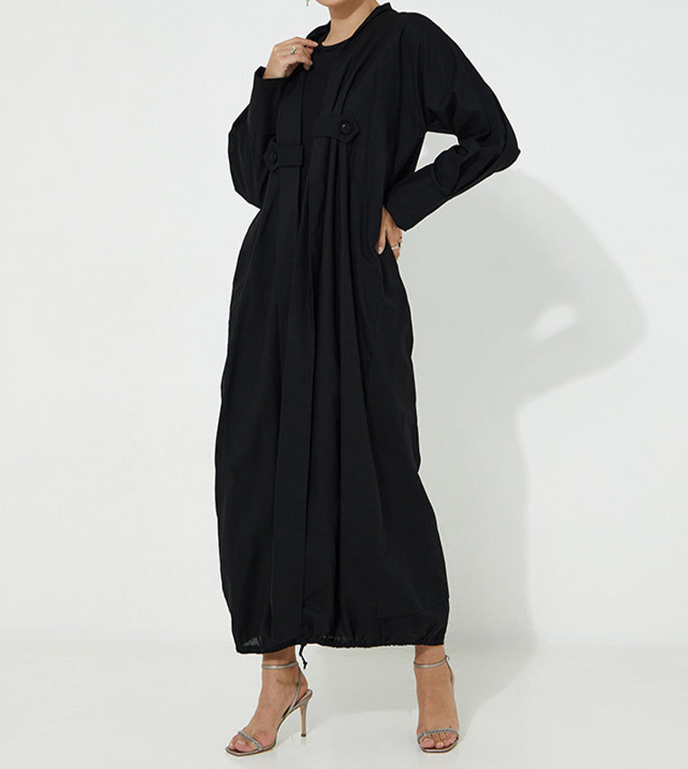 MOiSTREET Black Linen Abaya