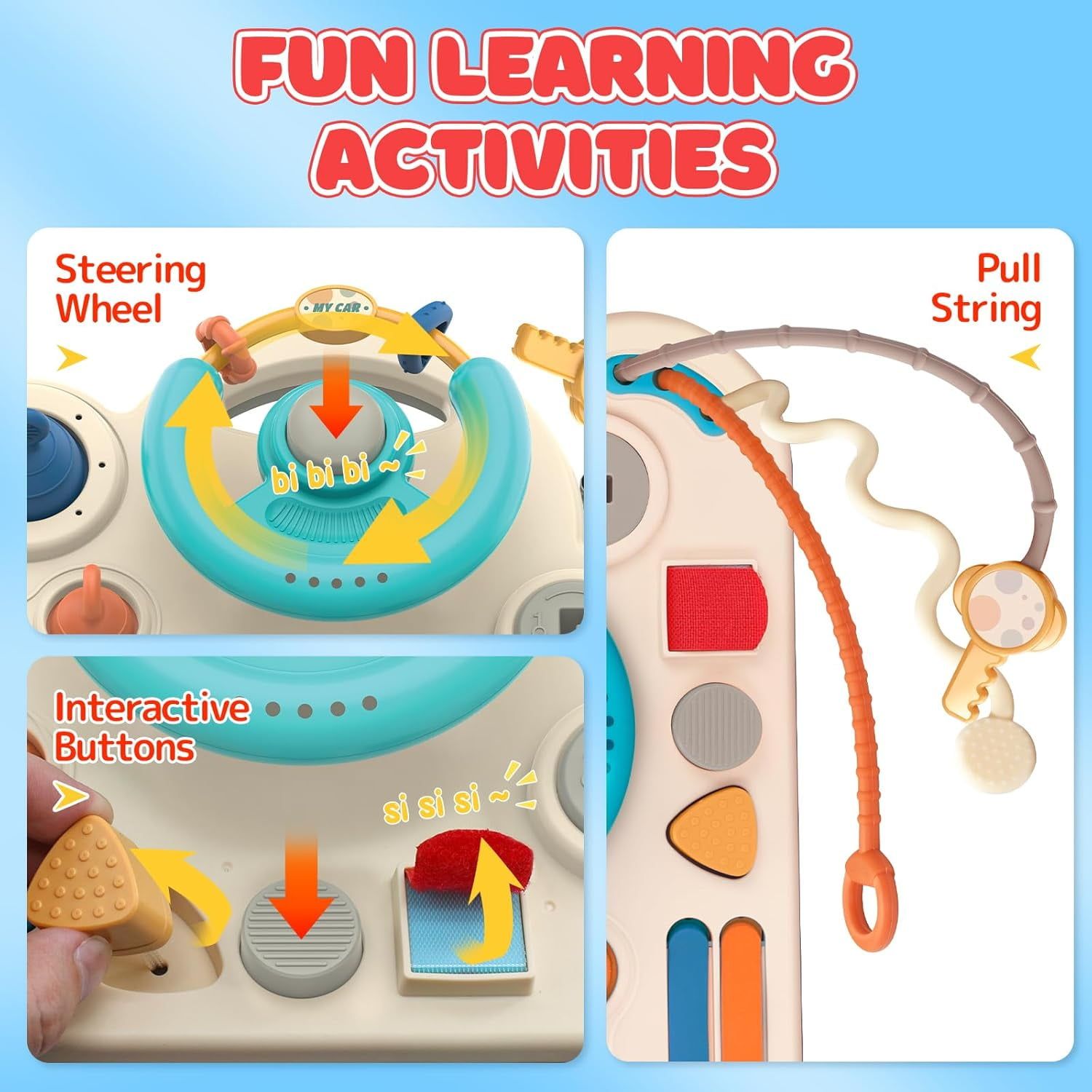 Baby Car Busy Board Steering Wheel Toys Toddlers Montessori Toy Christmas Gifts for Boys Girls